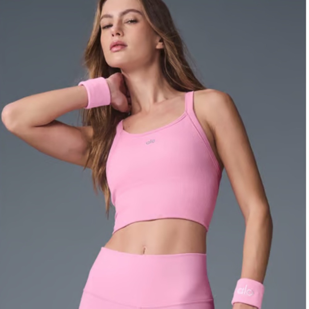 NWT ALO Seamless Ribbed Favorite Bra Tank in Sweet Pink - M